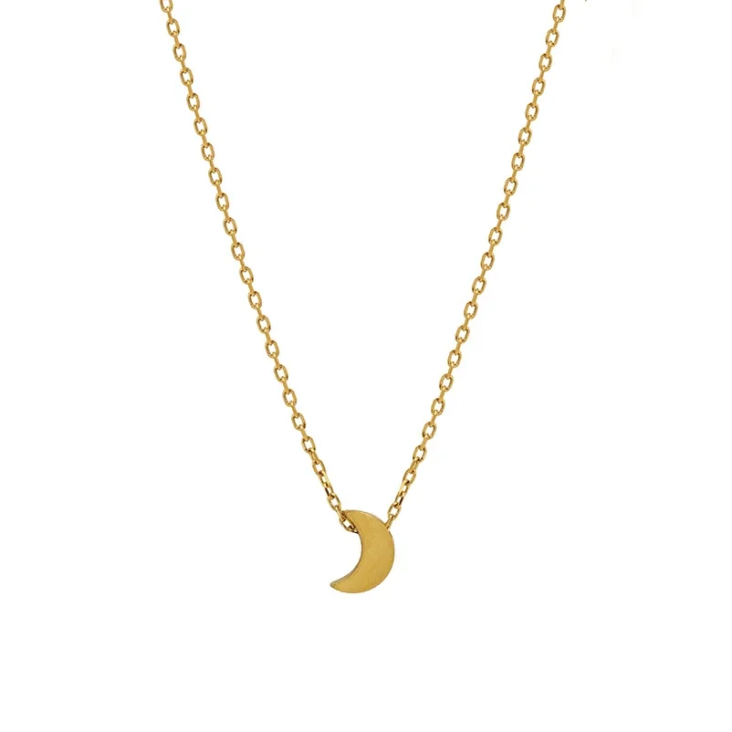 Delicate Gold-Plated Crescent Moon Pendant Necklace