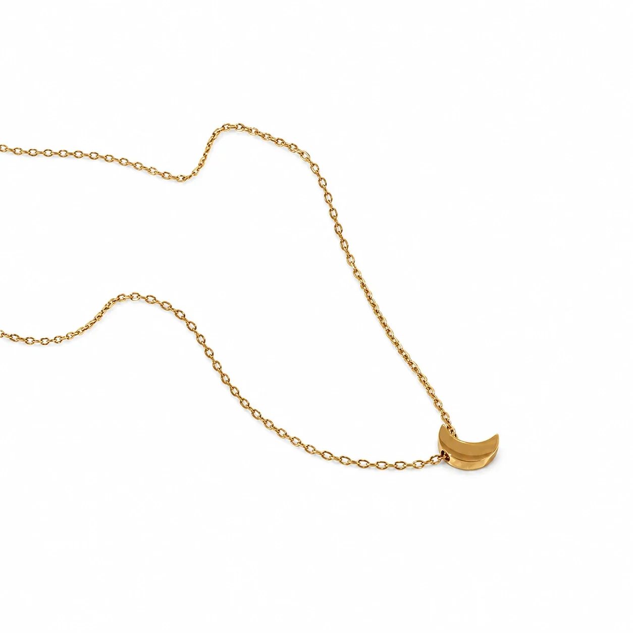 Delicate Gold-Plated Crescent Moon Pendant Necklace