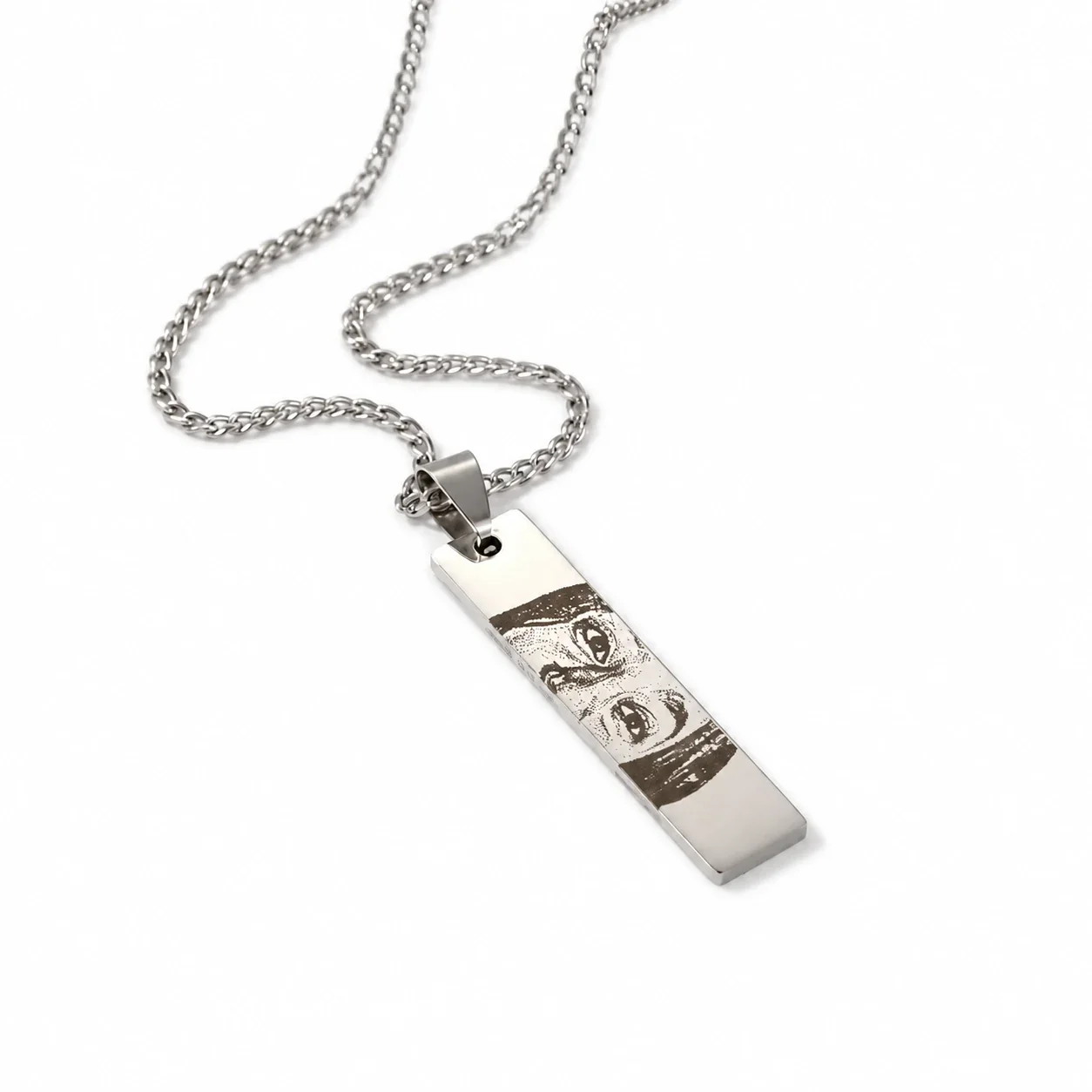 Blank Bar Pendant Necklace, Stainless Steel