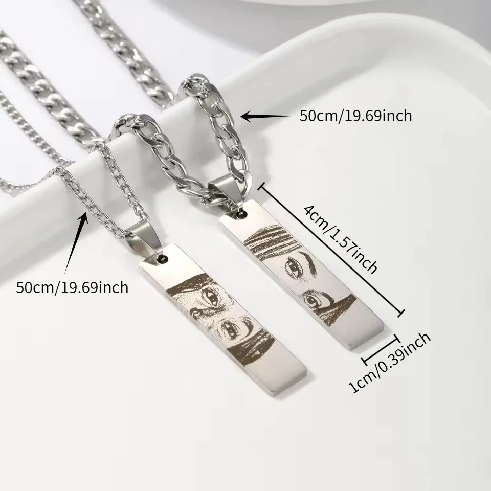 Blank Bar Pendant Necklace, Stainless Steel