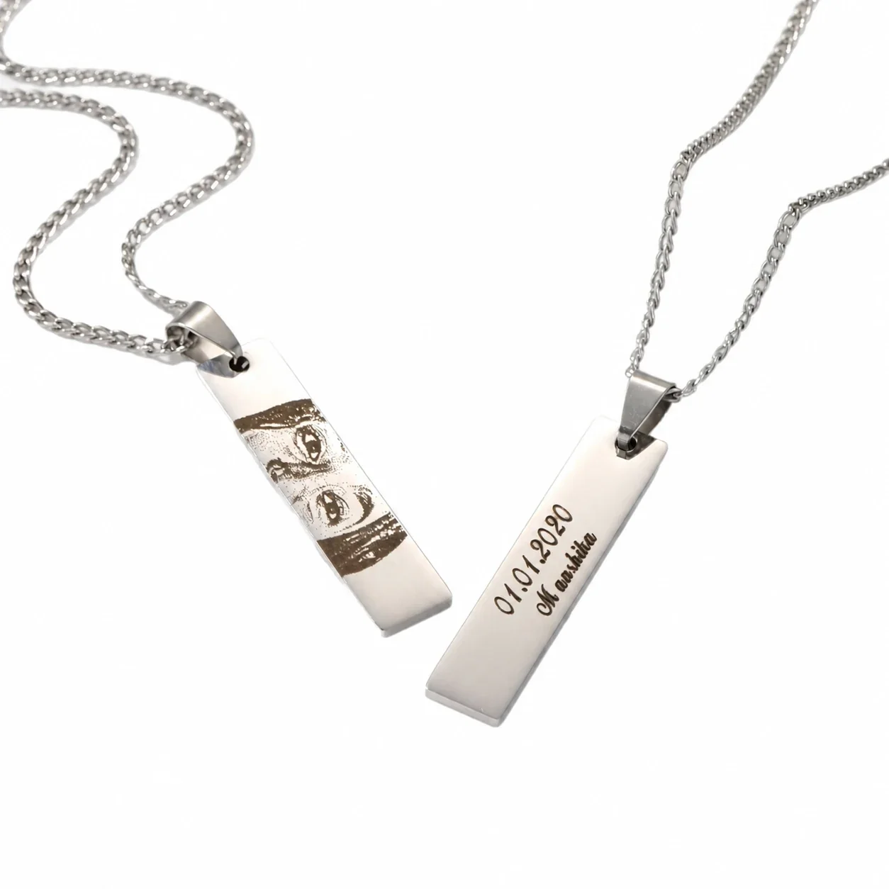 Blank Bar Pendant Necklace, Stainless Steel