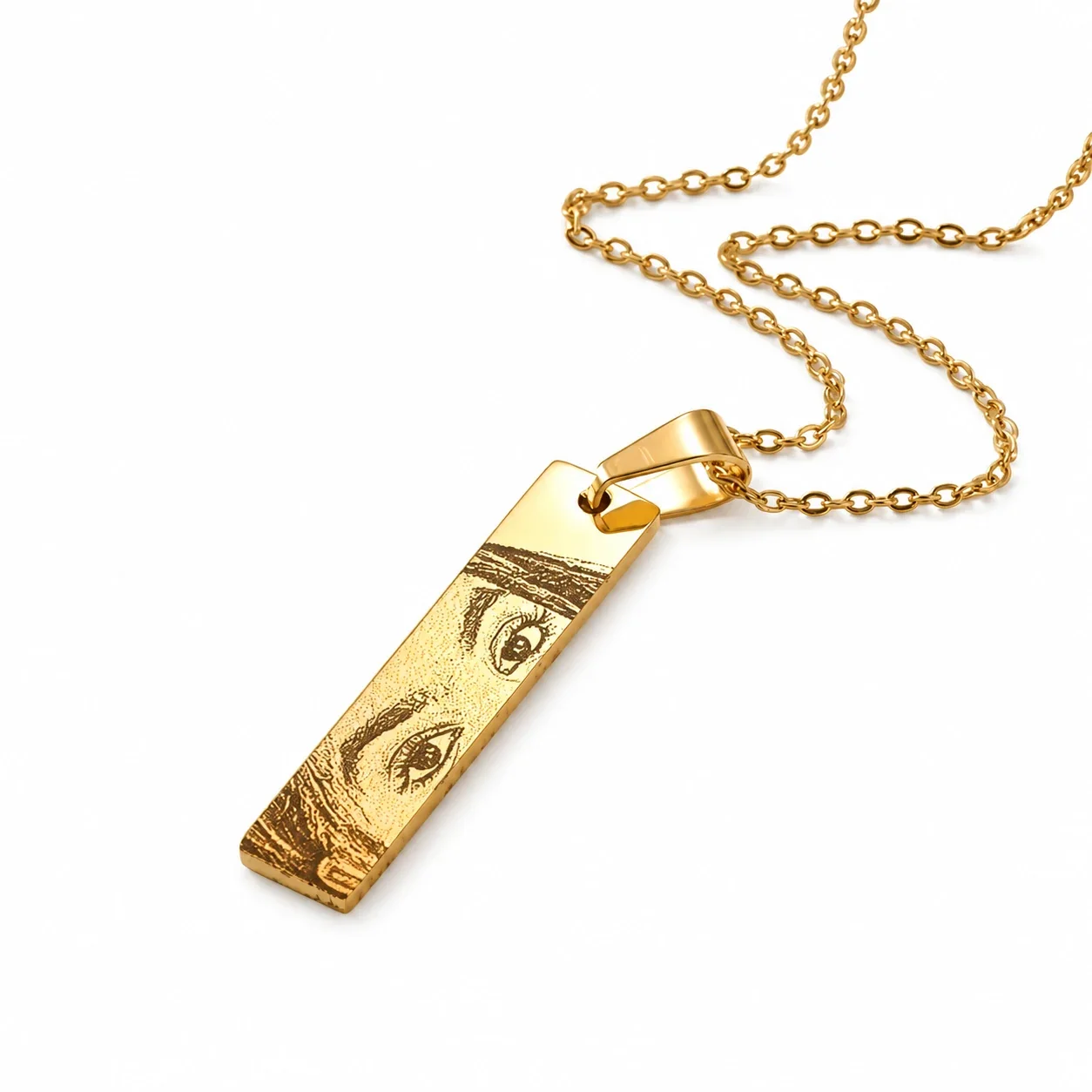 Blank Bar Pendant Necklace, Stainless Steel