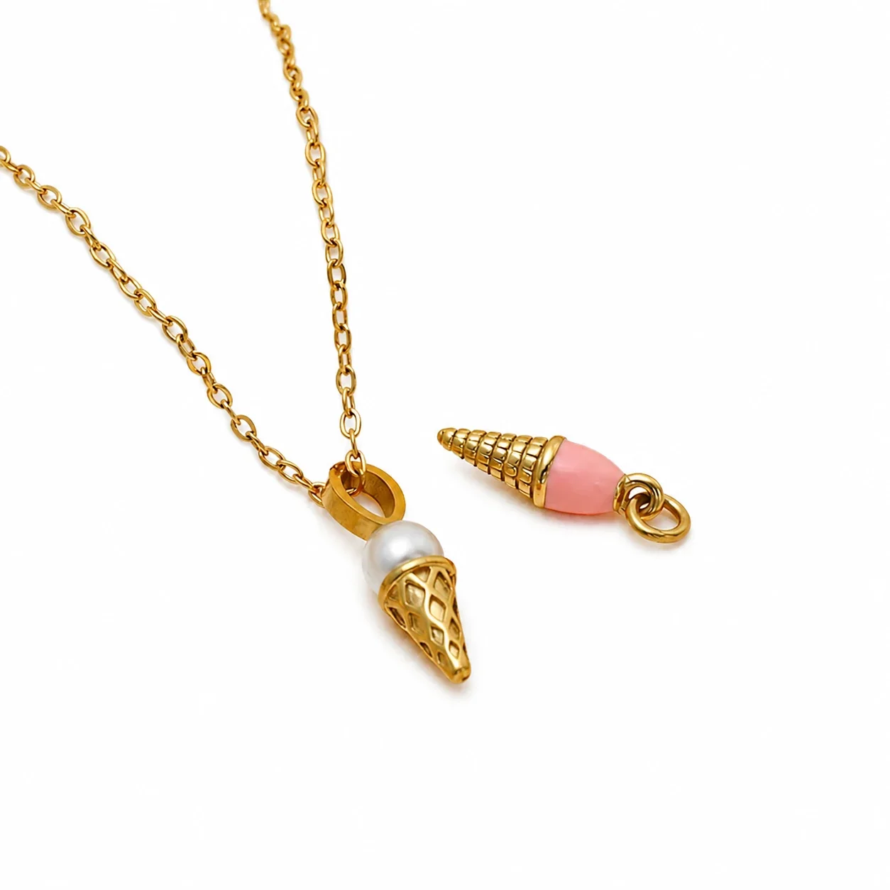 Playful Gold-Plated 316 Stainless Steel Cone Pendant