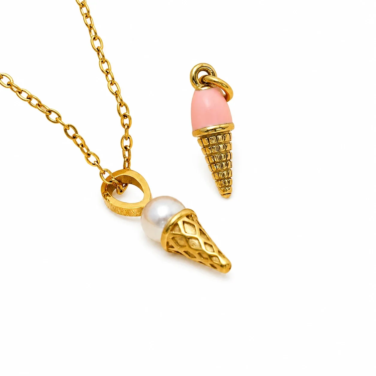 Playful Gold-Plated 316 Stainless Steel Cone Pendant