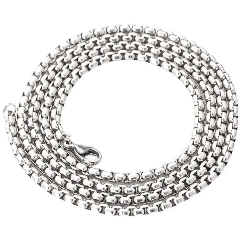 Sleek Stainless Steel Silver-Tone Box Chain Necklace