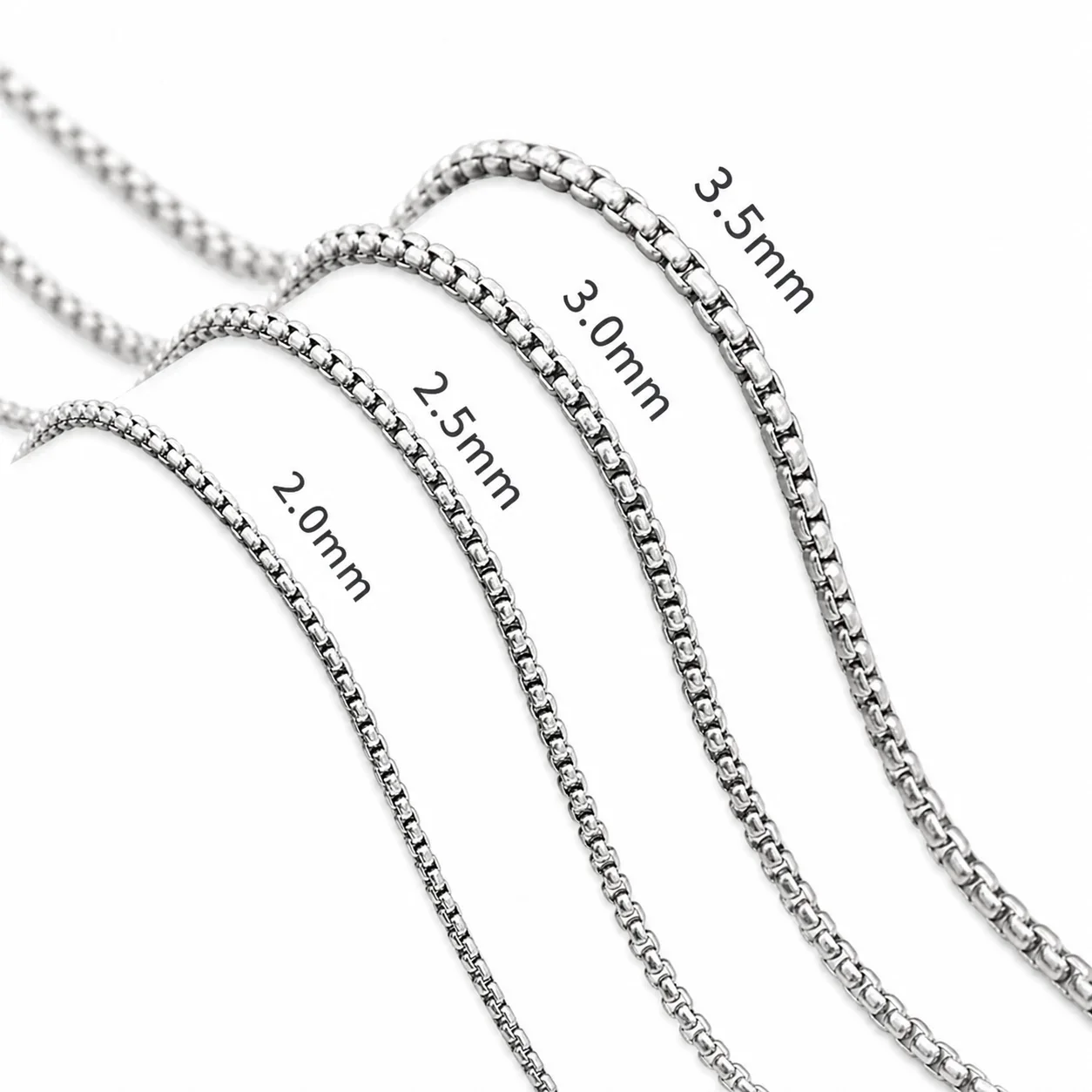 Sleek Stainless Steel Silver-Tone Box Chain Necklace