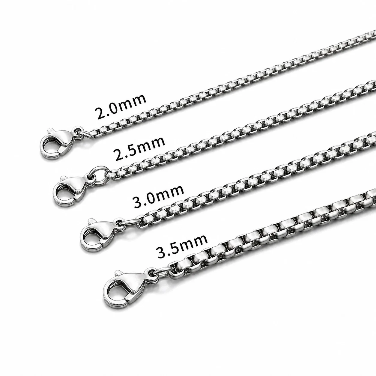 Sleek Stainless Steel Silver-Tone Box Chain Necklace