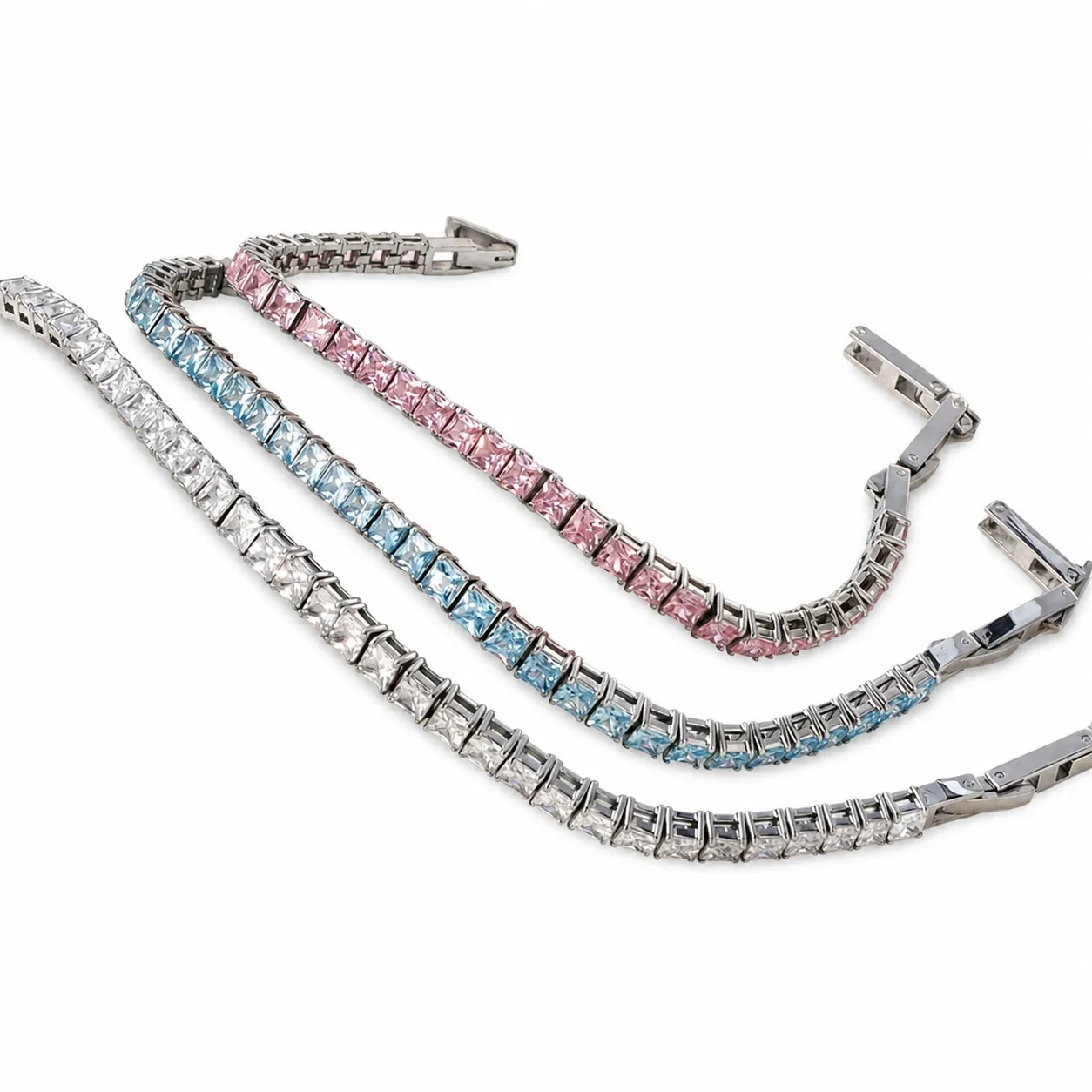 Prismatic 316 Stainless Steel Princess-Cut Tennis Bracelet
