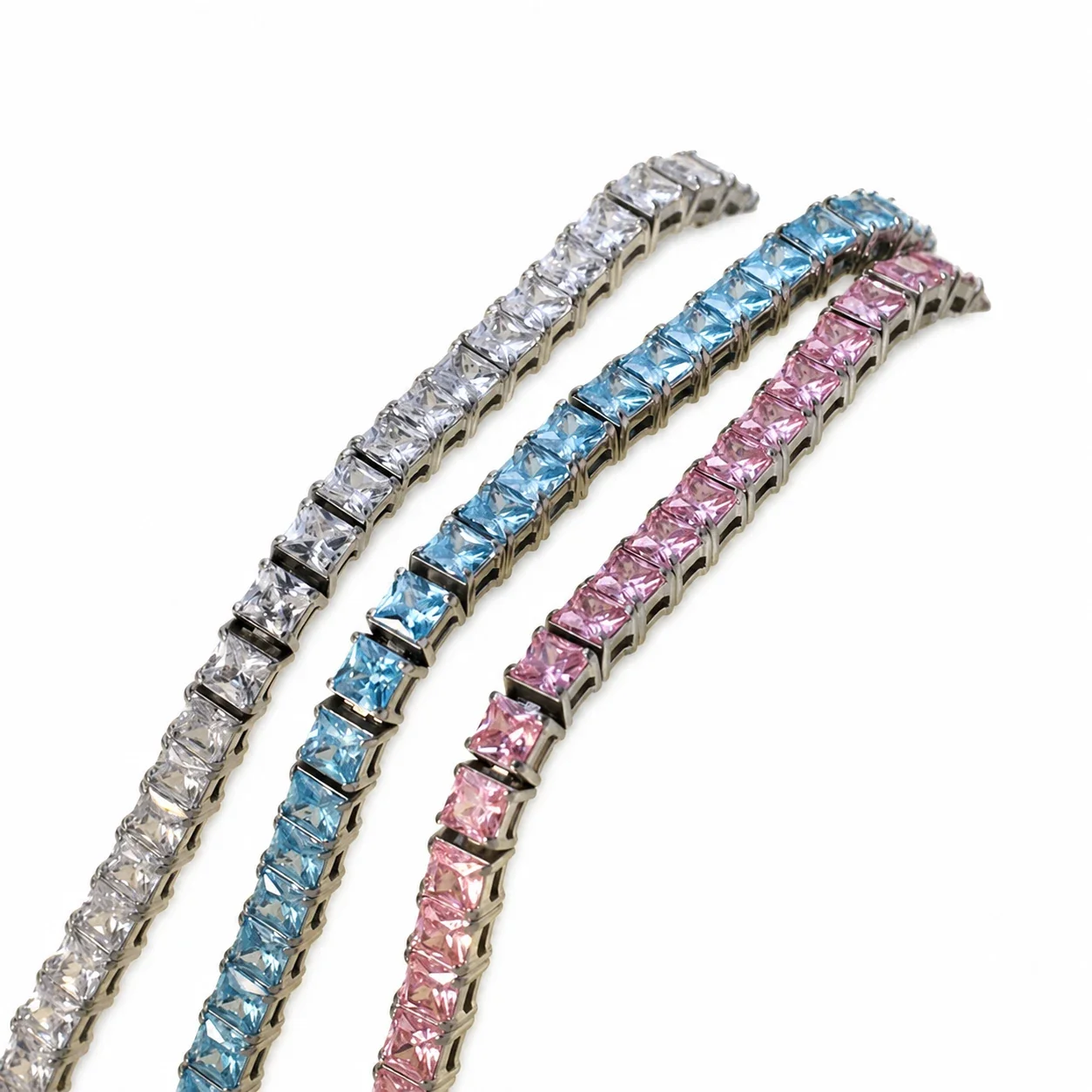 Prismatic 316 Stainless Steel Princess-Cut Tennis Bracelet