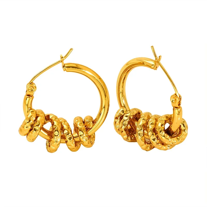 Sculptural Gold-Plated Knot Stud Hoop Earrings