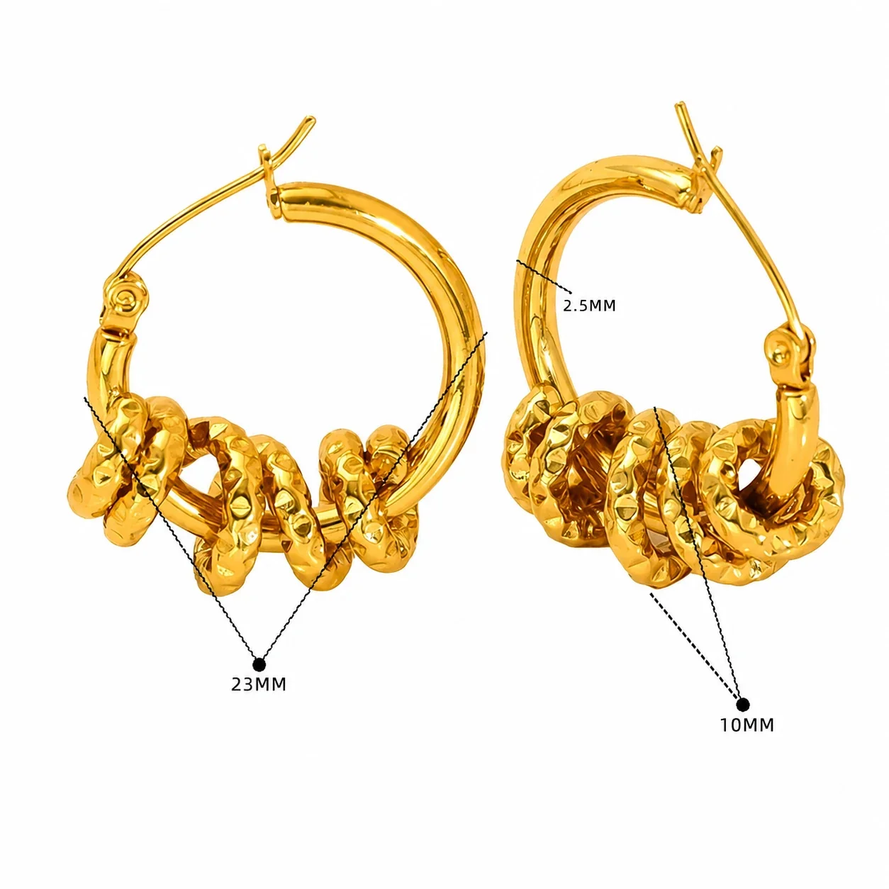 Sculptural Gold-Plated Knot Stud Hoop Earrings - Gold Hoop