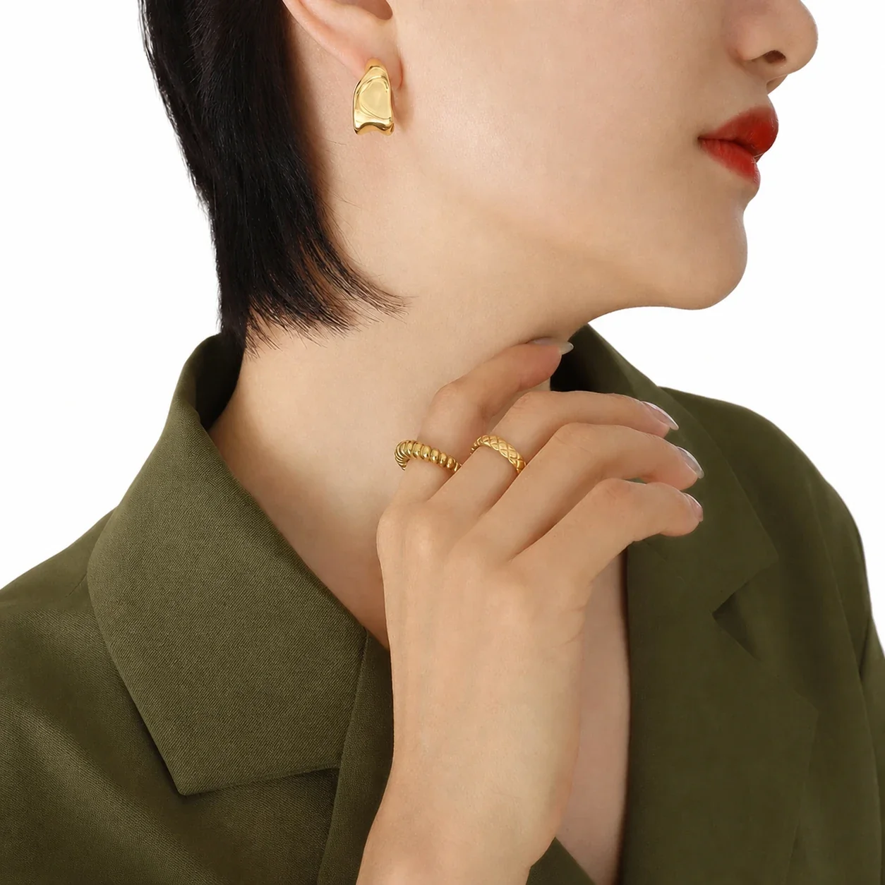 Sculptural Gold-Plated Crumpled Hoop Earrings