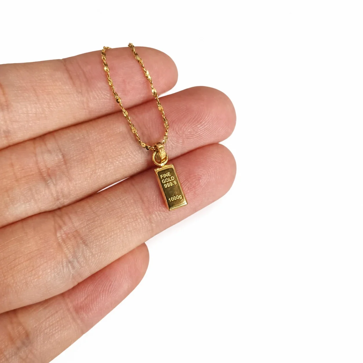 Petite Gold-Plated Stainless Steel Bar Pendant Necklace
