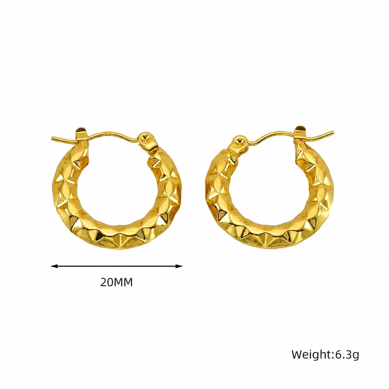 Sculpted Gold-Plated 316 Stainless Steel Ribbed Hoop Earrings - Gold Croissant Hoop