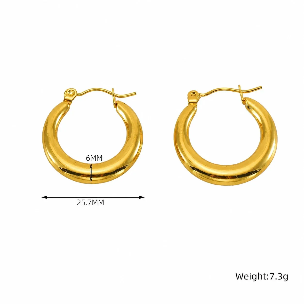 Sculpted Gold-Plated 316 Stainless Steel Ribbed Hoop Earrings - Gold Dome Hoop