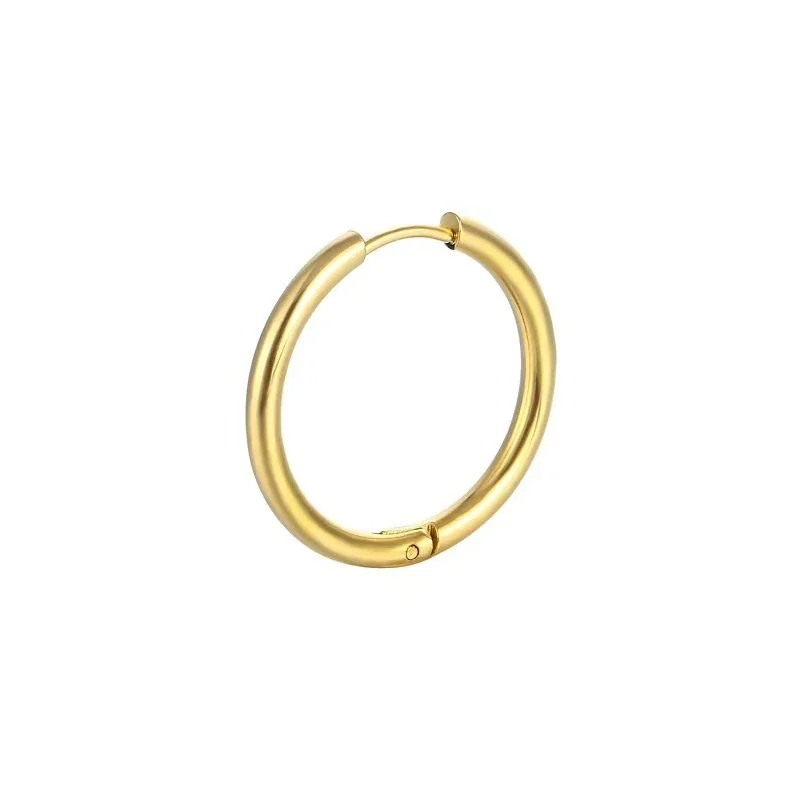Hoop Earrings Rounded Tube Hinge Gold PVD 316 Stainless Steel