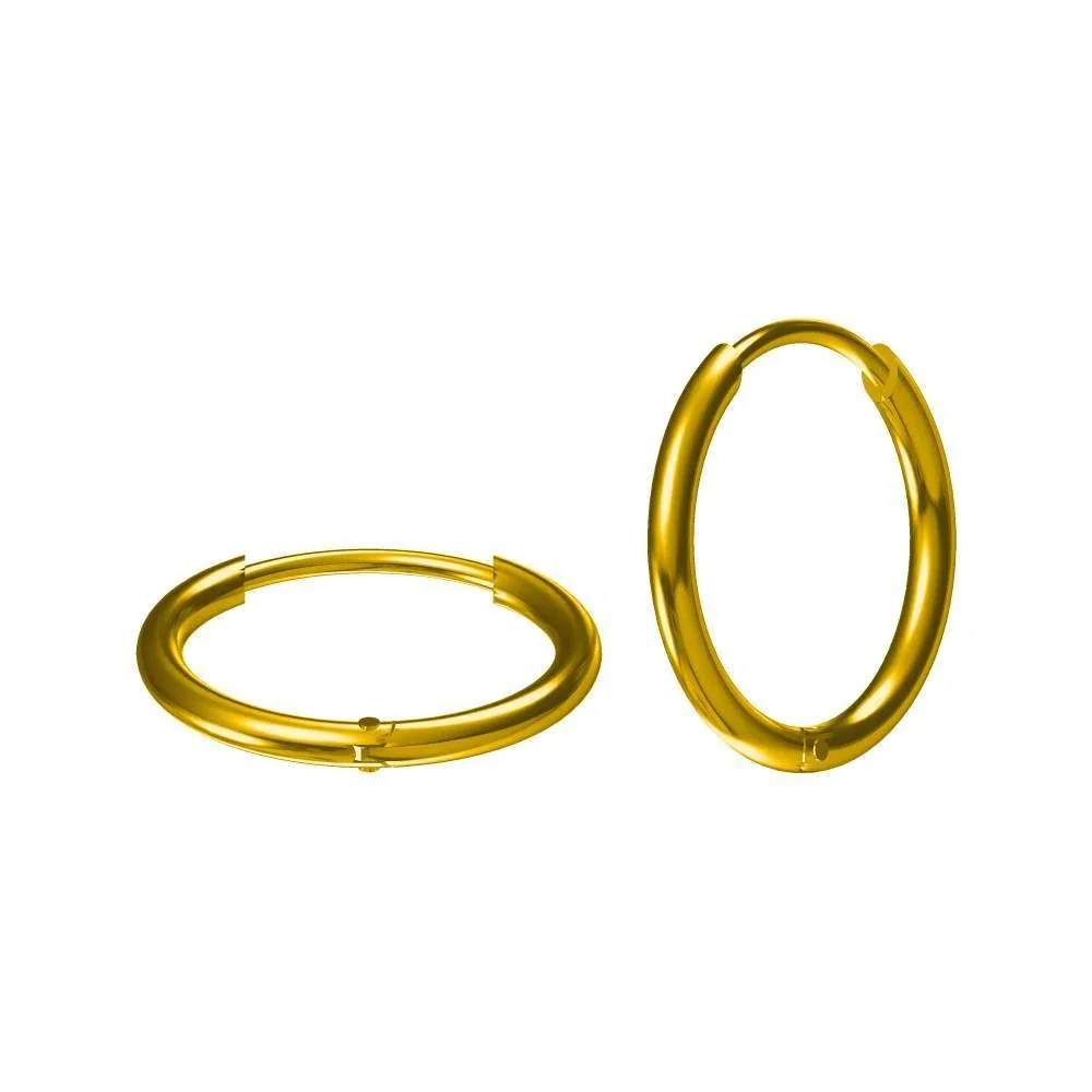 Hoop Earrings Rounded Tube Hinge Gold PVD 316 Stainless Steel - Gold
