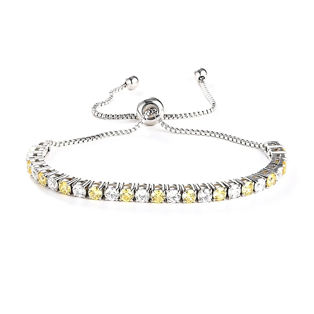 Refined 316 Stainless Steel 3mm CZ Tennis Bracelet - Silver Yellow and White CZ