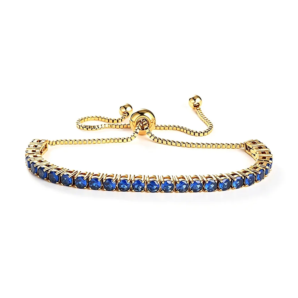 Refined 316 Stainless Steel 3mm CZ Tennis Bracelet - Gold Blue CZ