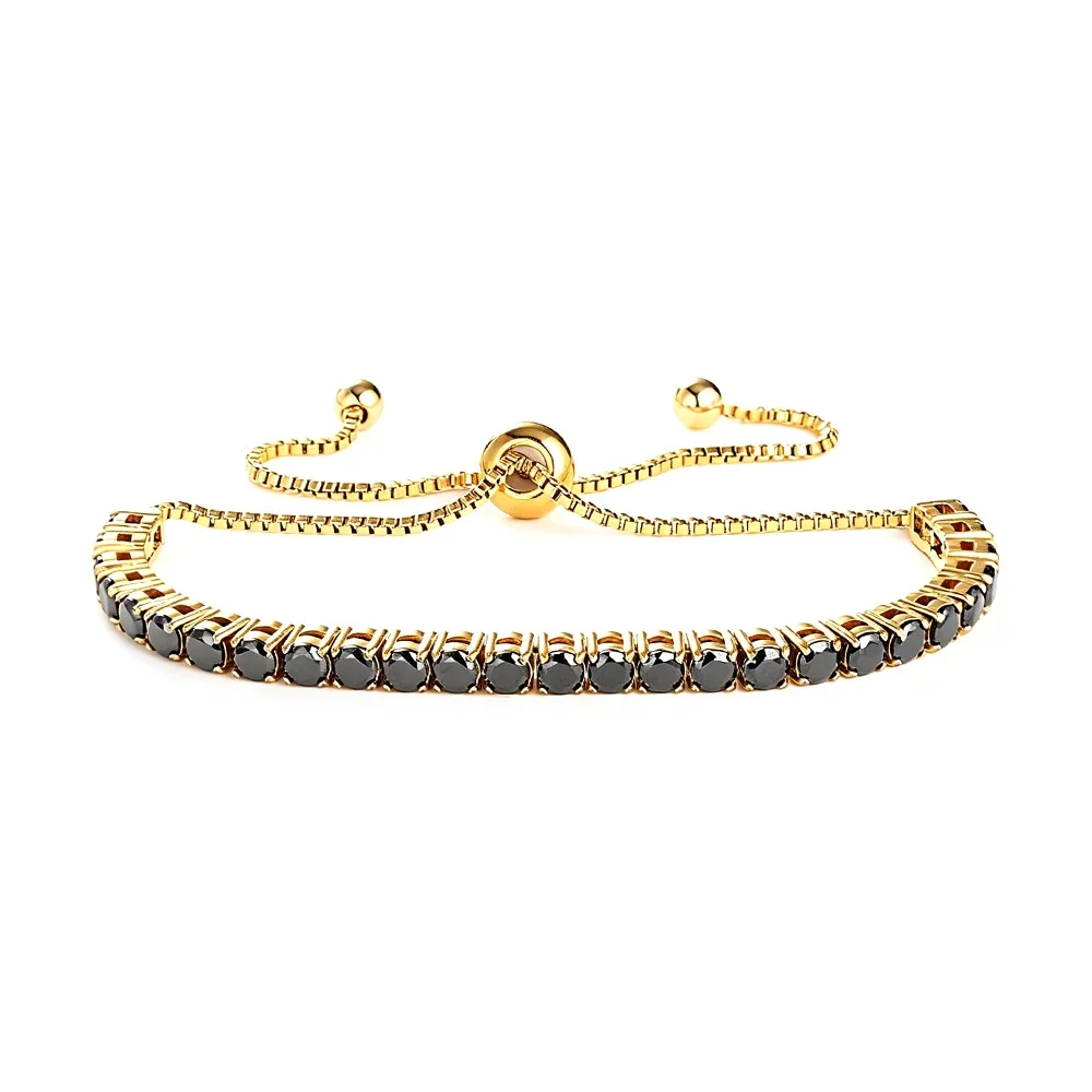 Refined 316 Stainless Steel 3mm CZ Tennis Bracelet - Gold Black CZ