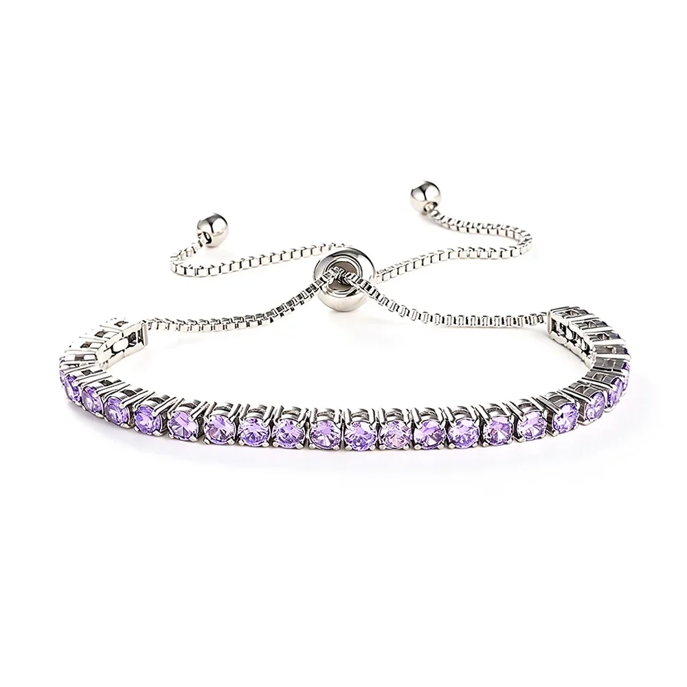 Refined 316 Stainless Steel 3mm CZ Tennis Bracelet - Silver Purple CZ