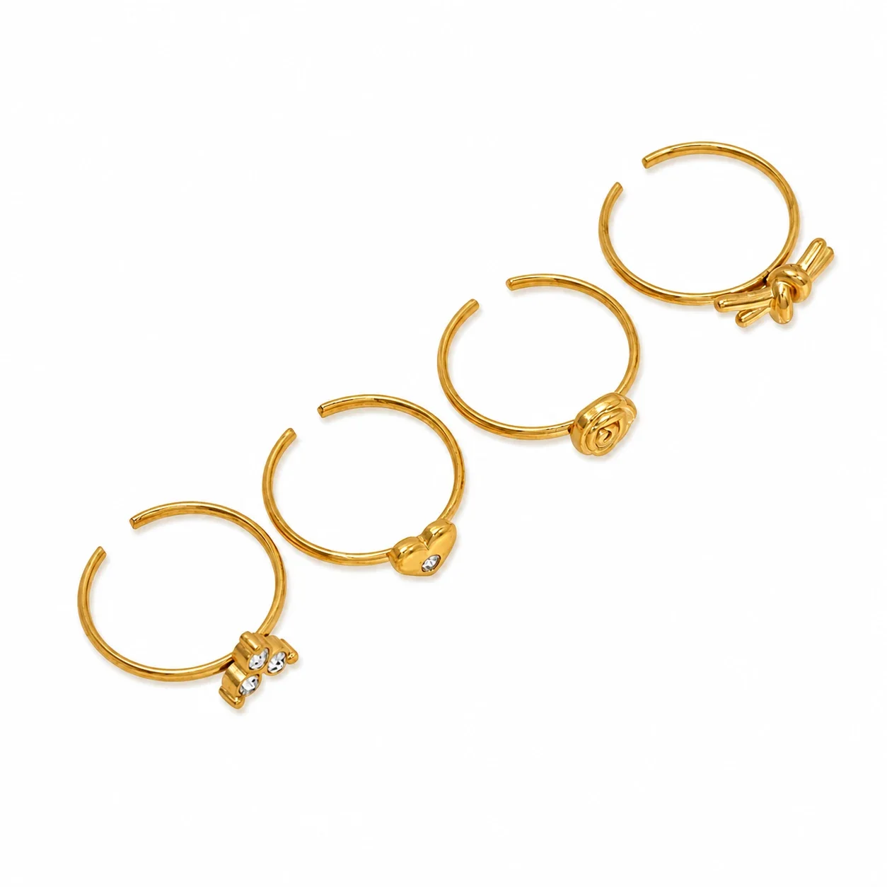 Romantic 18K Gold-Plated Open Rose Motif Ring