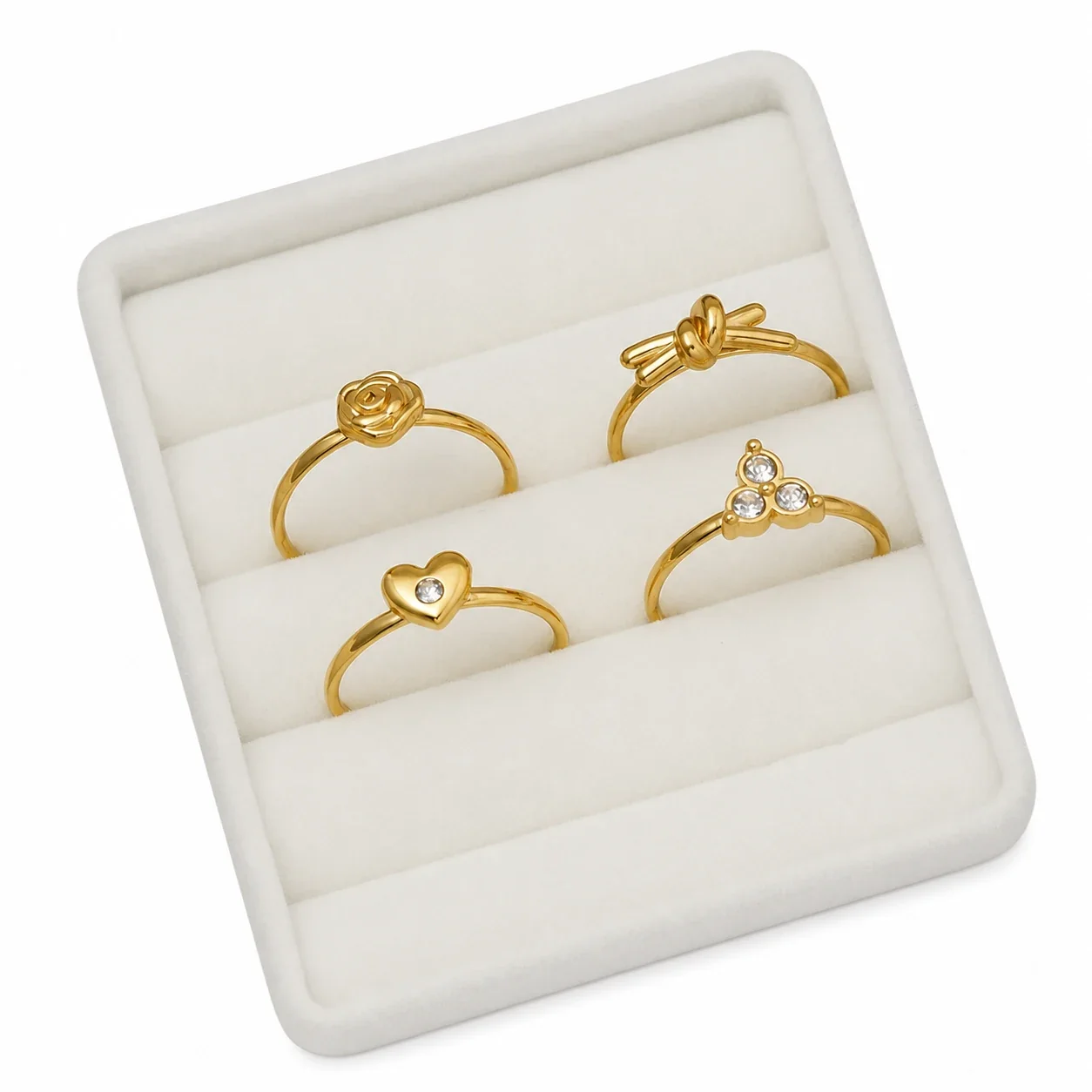Romantic 18K Gold-Plated Open Rose Motif Ring