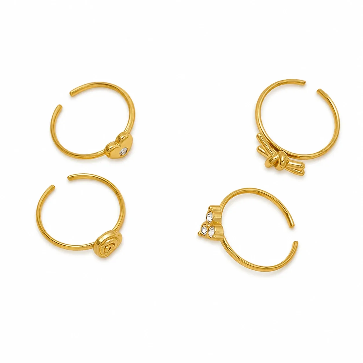 Romantic 18K Gold-Plated Open Rose Motif Ring