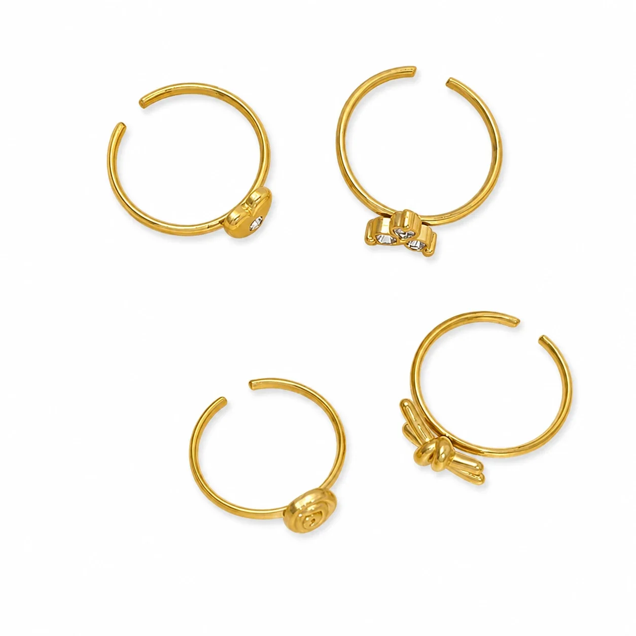 Romantic 18K Gold-Plated Open Rose Motif Ring