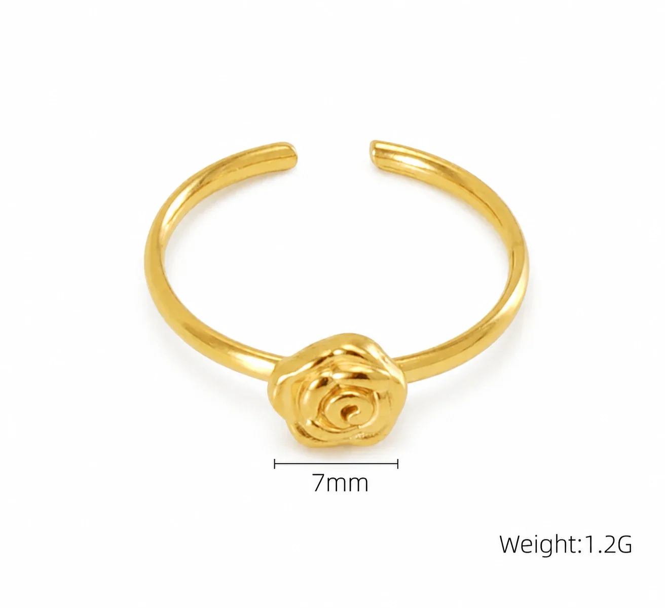 Romantic 18K Gold-Plated Open Rose Motif Ring - Gold Heart Crystal