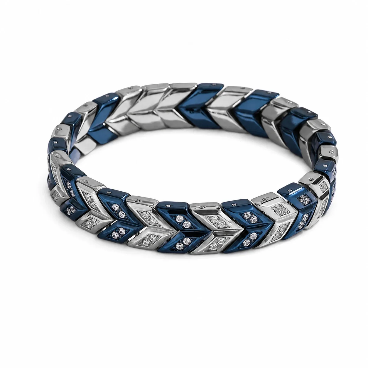Sculpted 316 Stainless Steel Chevron Chain Bracelet