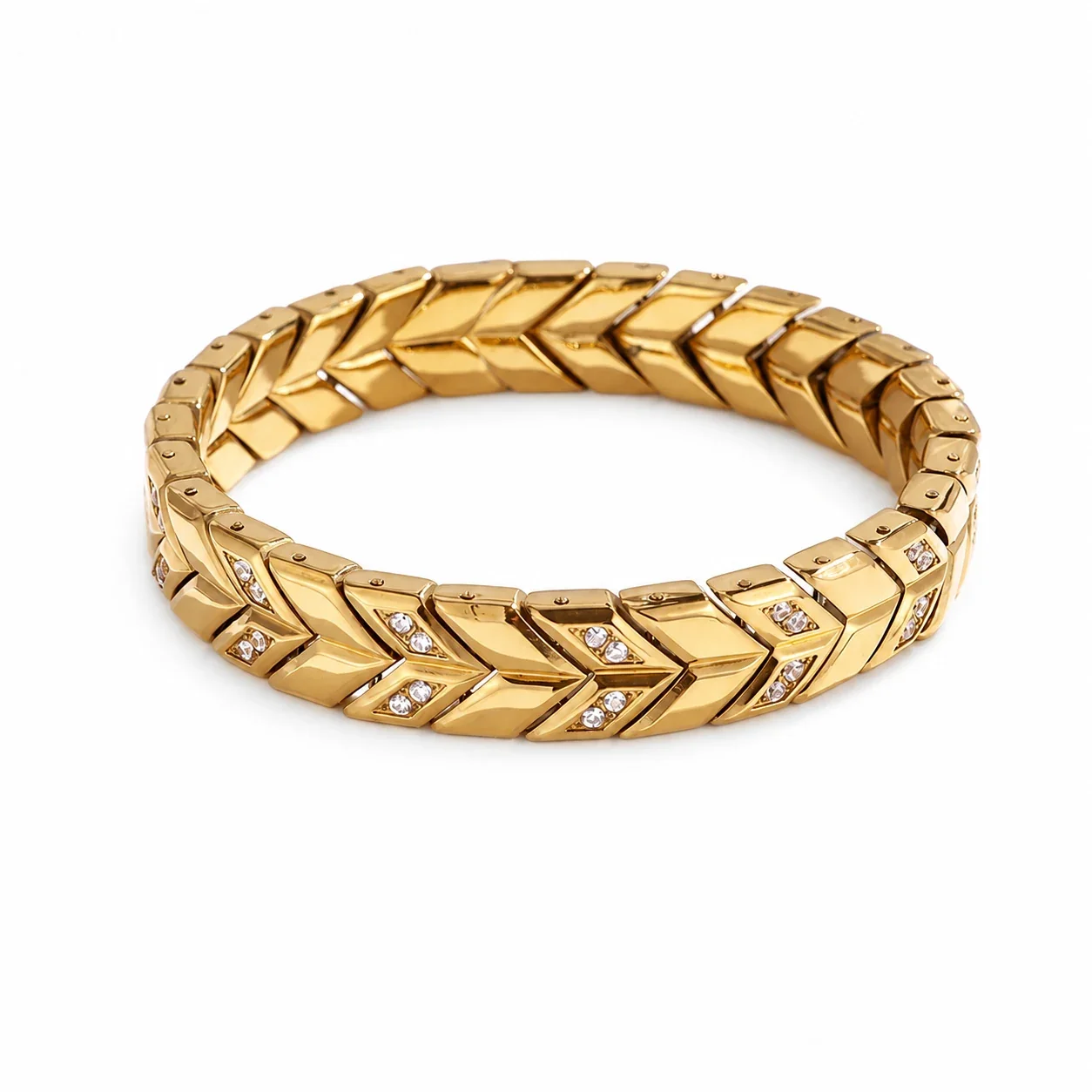 Sculpted 316 Stainless Steel Chevron Chain Bracelet