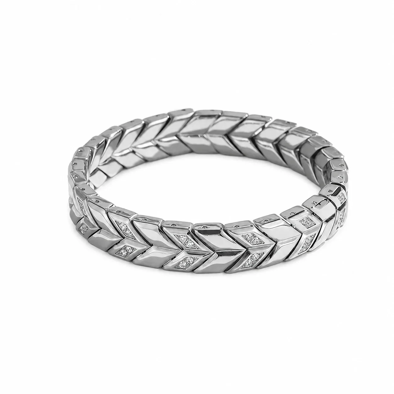 Sculpted 316 Stainless Steel Chevron Chain Bracelet