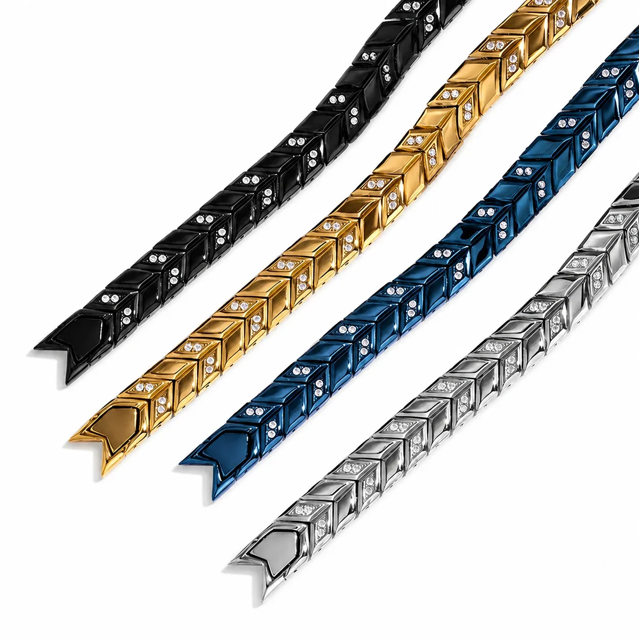 Sculpted 316 Stainless Steel Chevron Chain Bracelet