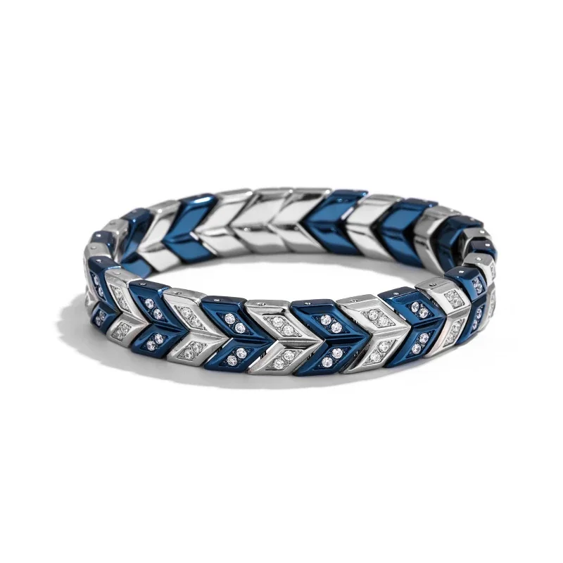 Sculpted 316 Stainless Steel Chevron Chain Bracelet