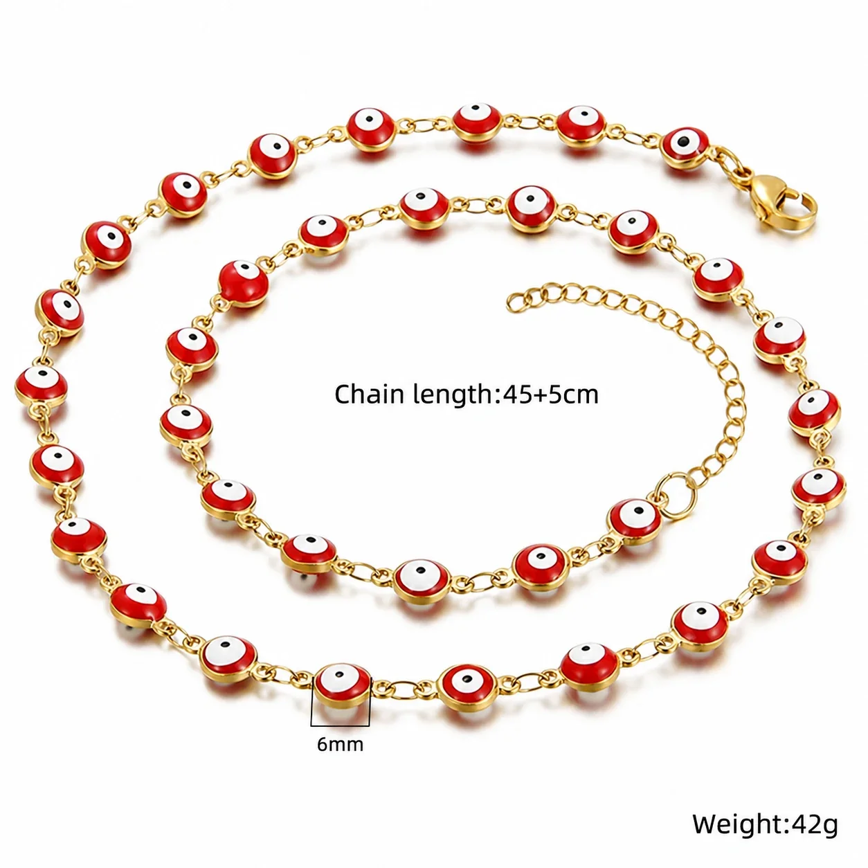 Evil Eye Stainless Steel Gold-Tone Enamel Disc Bracelet
