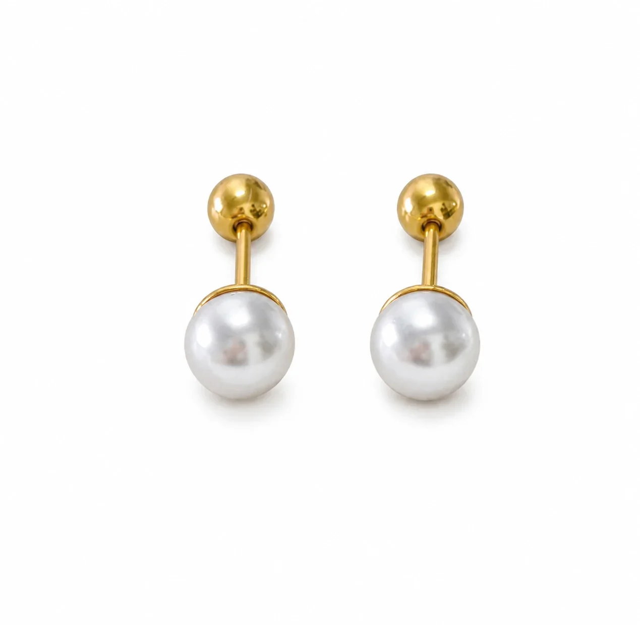 Playful Gold-Plated Stainless Steel Ribbed Motif Stud Earrings - Gold Light Bulb