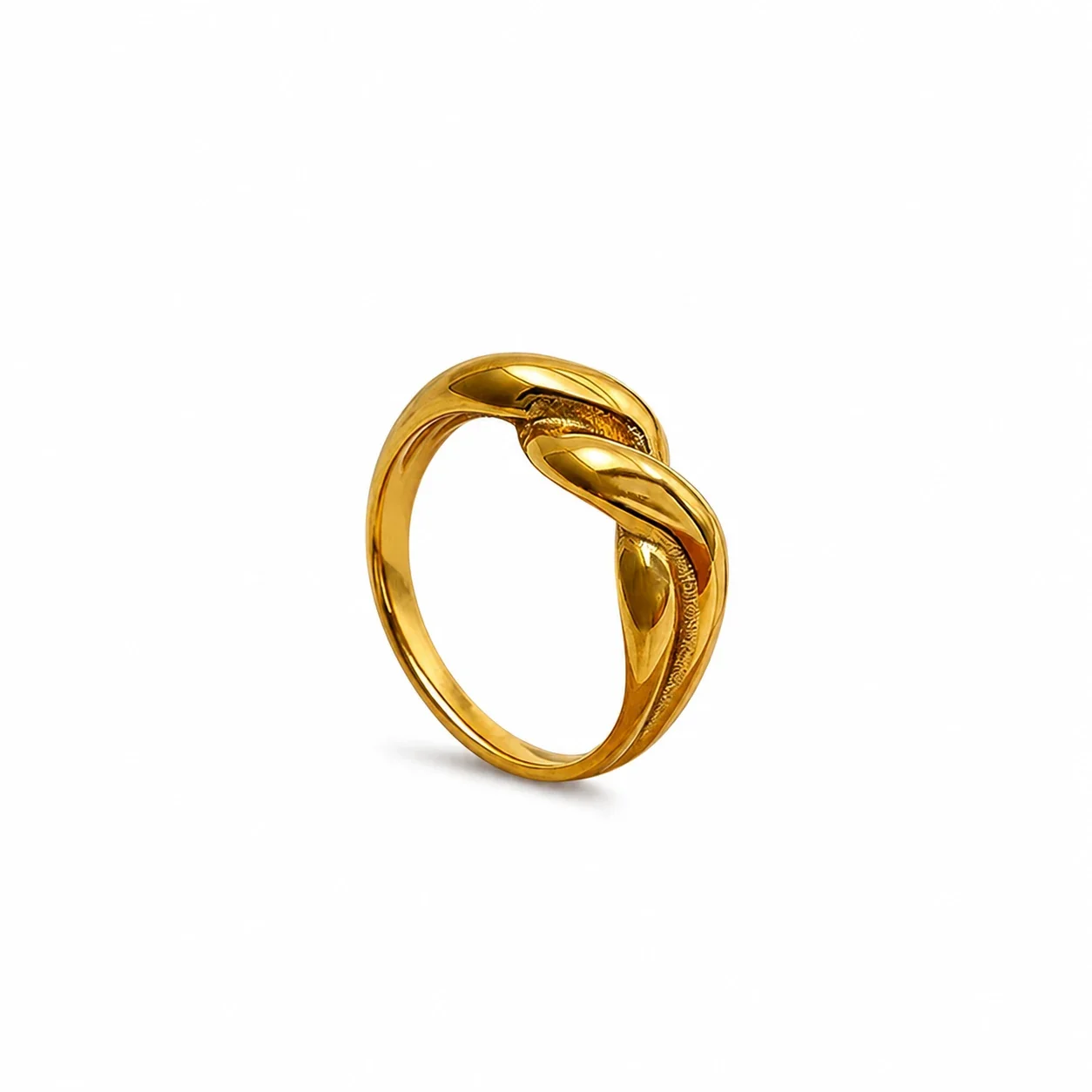 Sculptural 18K Gold-Plated 316 Stainless Steel Twisted Dome Ring