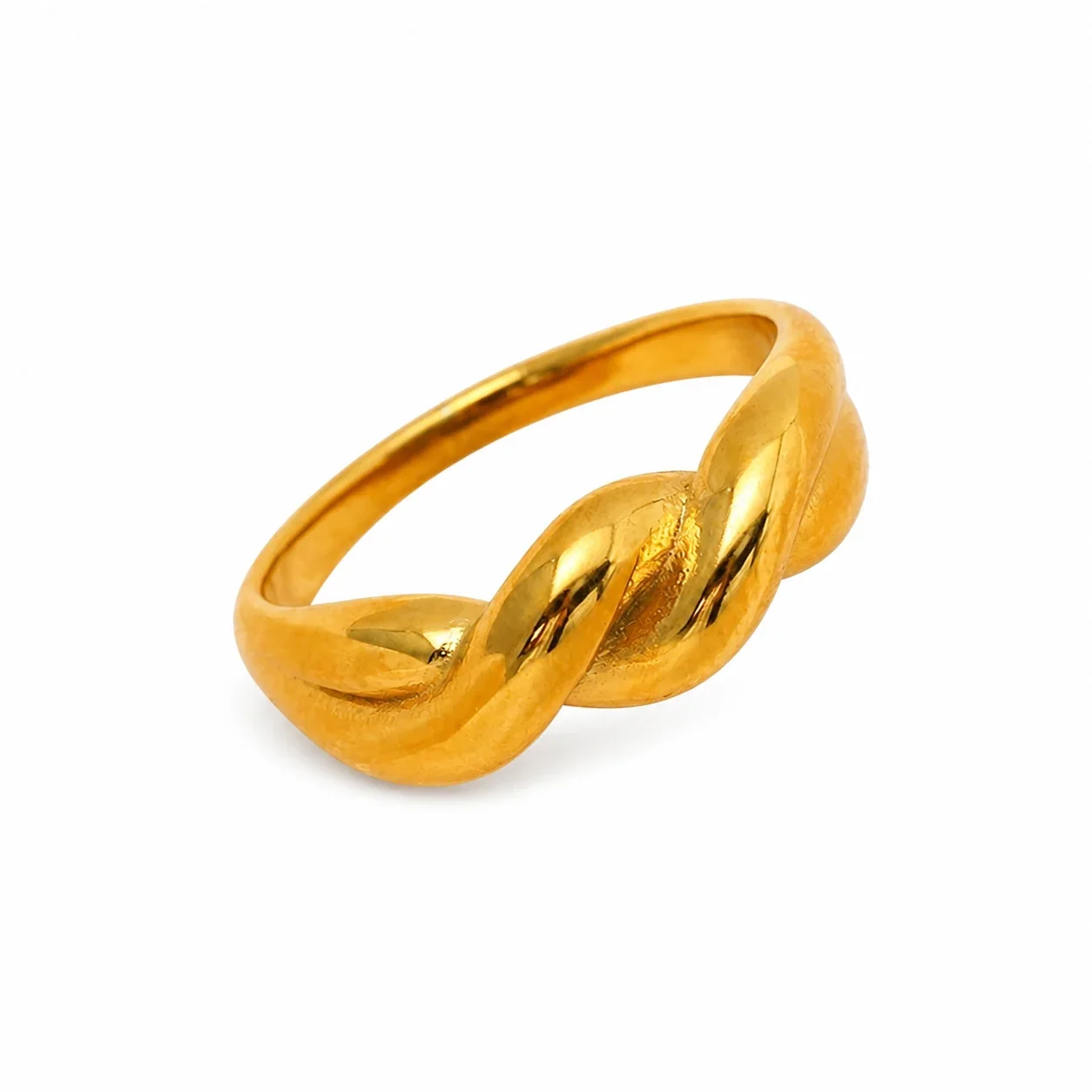 Sculptural 18K Gold-Plated 316 Stainless Steel Twisted Dome Ring