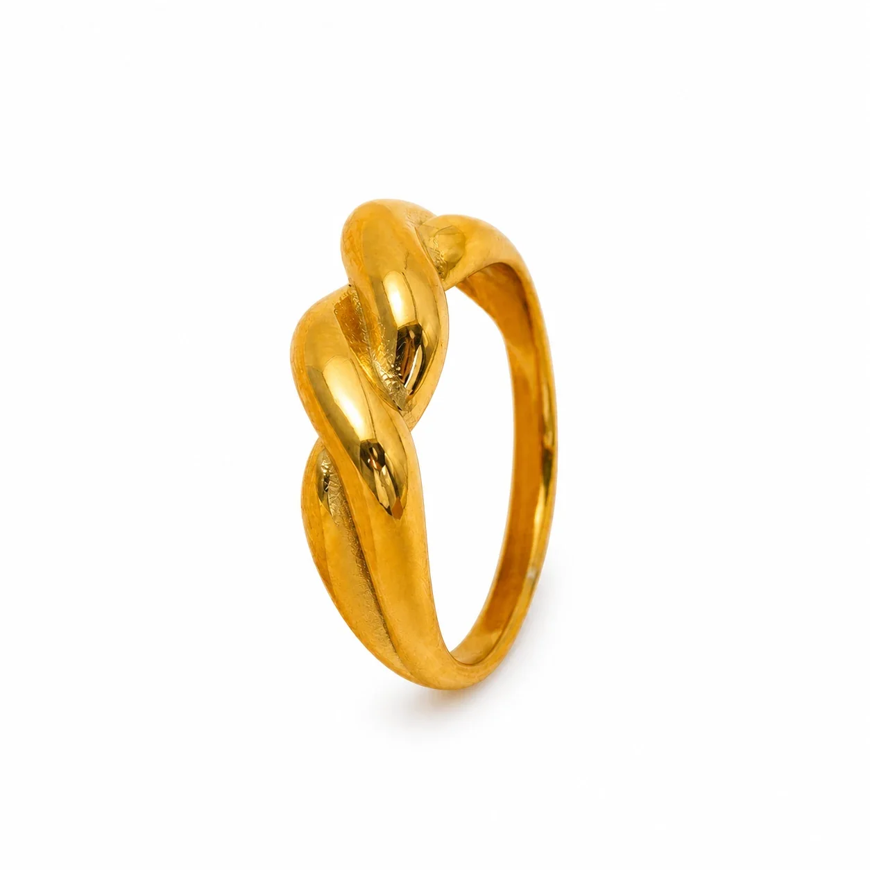 Sculptural 18K Gold-Plated 316 Stainless Steel Twisted Dome Ring