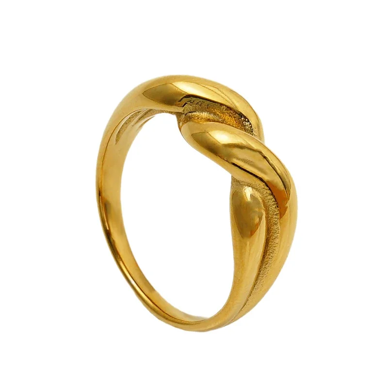 Sculptural 18K Gold-Plated 316 Stainless Steel Twisted Dome Ring