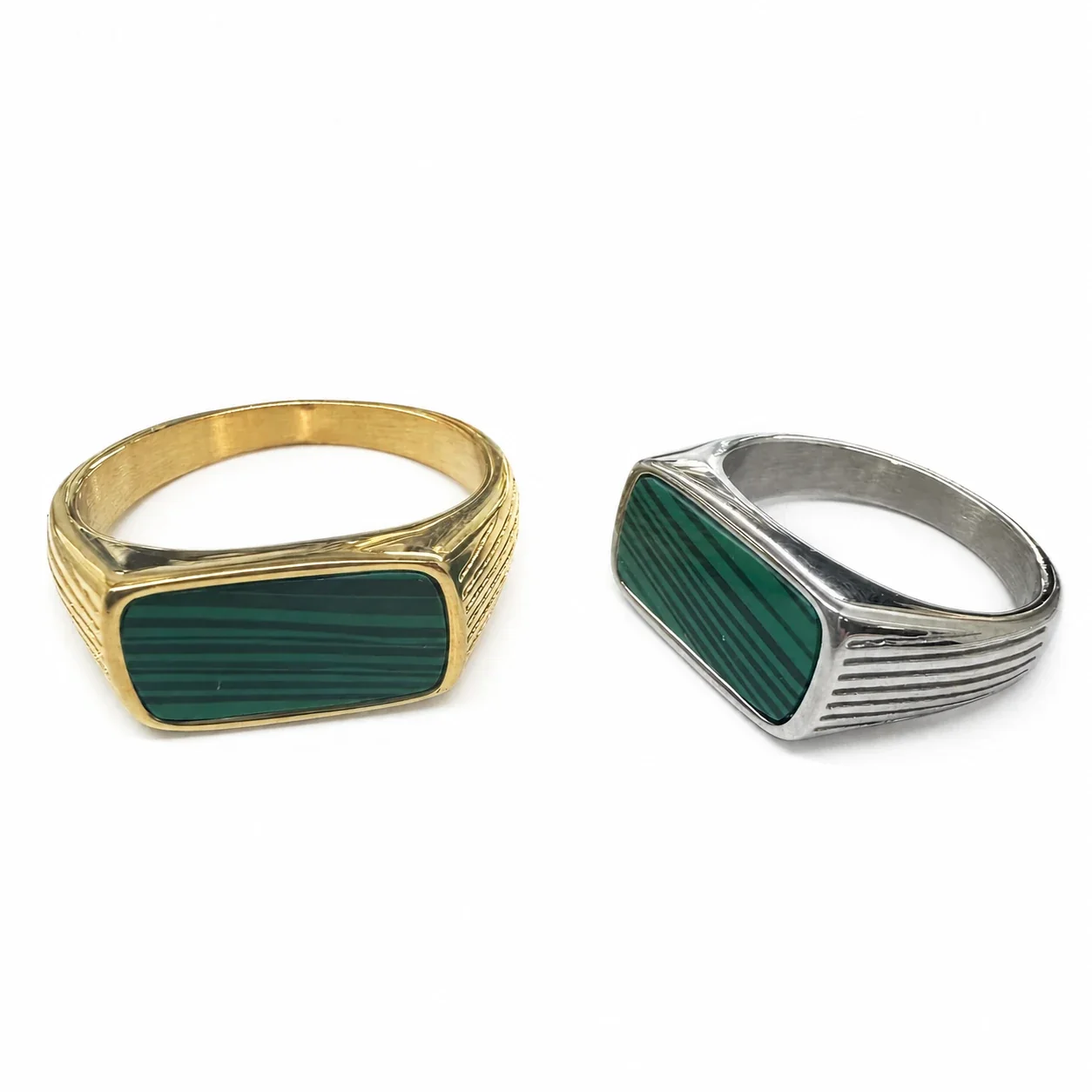 Refined 316 Stainless Steel Bar Stone Signet Ring