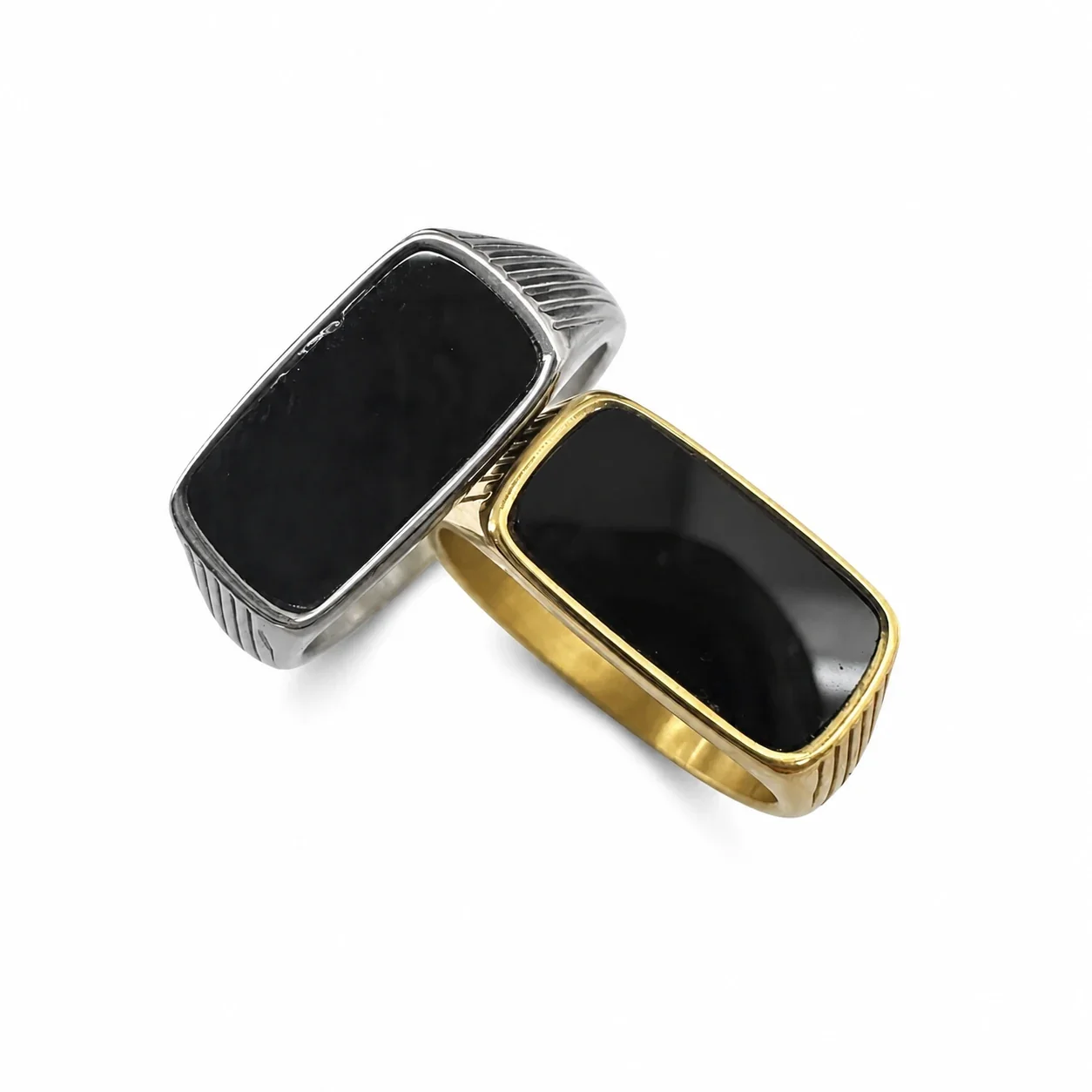 Refined 316 Stainless Steel Bar Stone Signet Ring