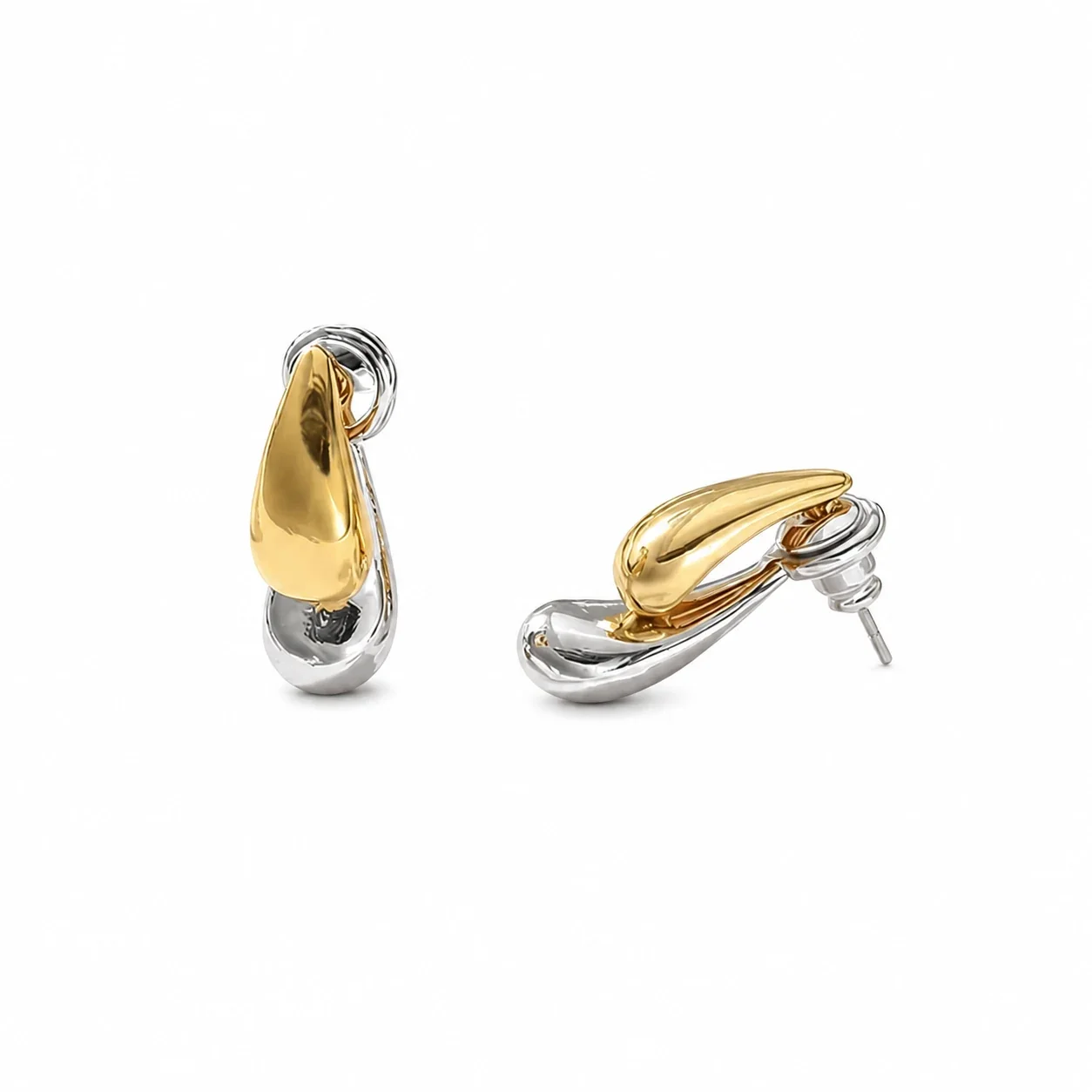 Sculptural 316 Stainless Steel Teardrop Stud Earrings