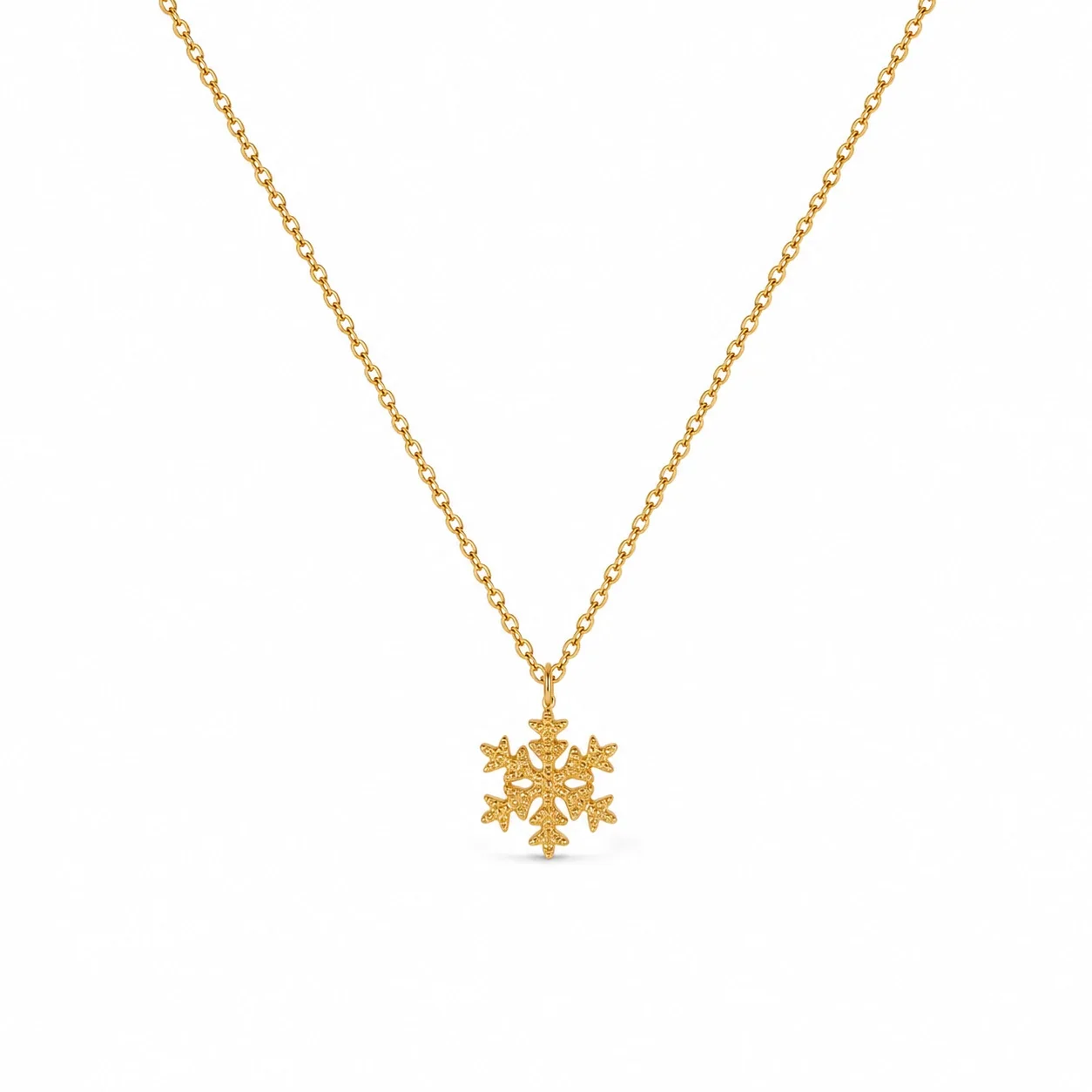 Textured 18K Gold-Plated Snowflake Cable Chain Necklace