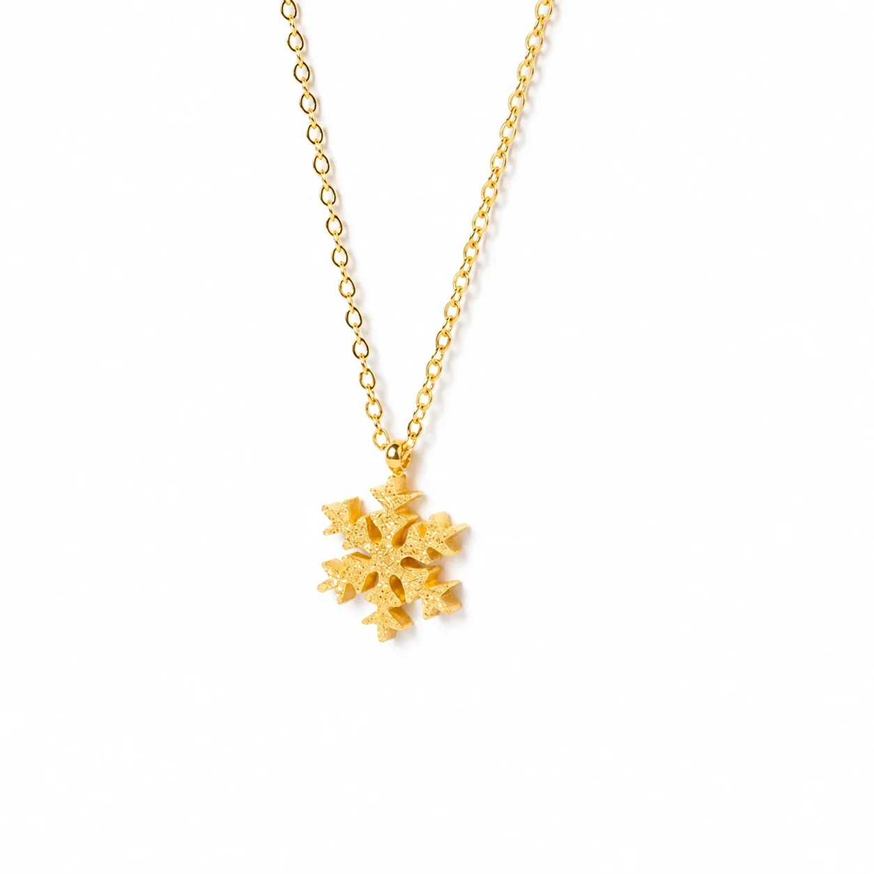 Textured 18K Gold-Plated Snowflake Cable Chain Necklace
