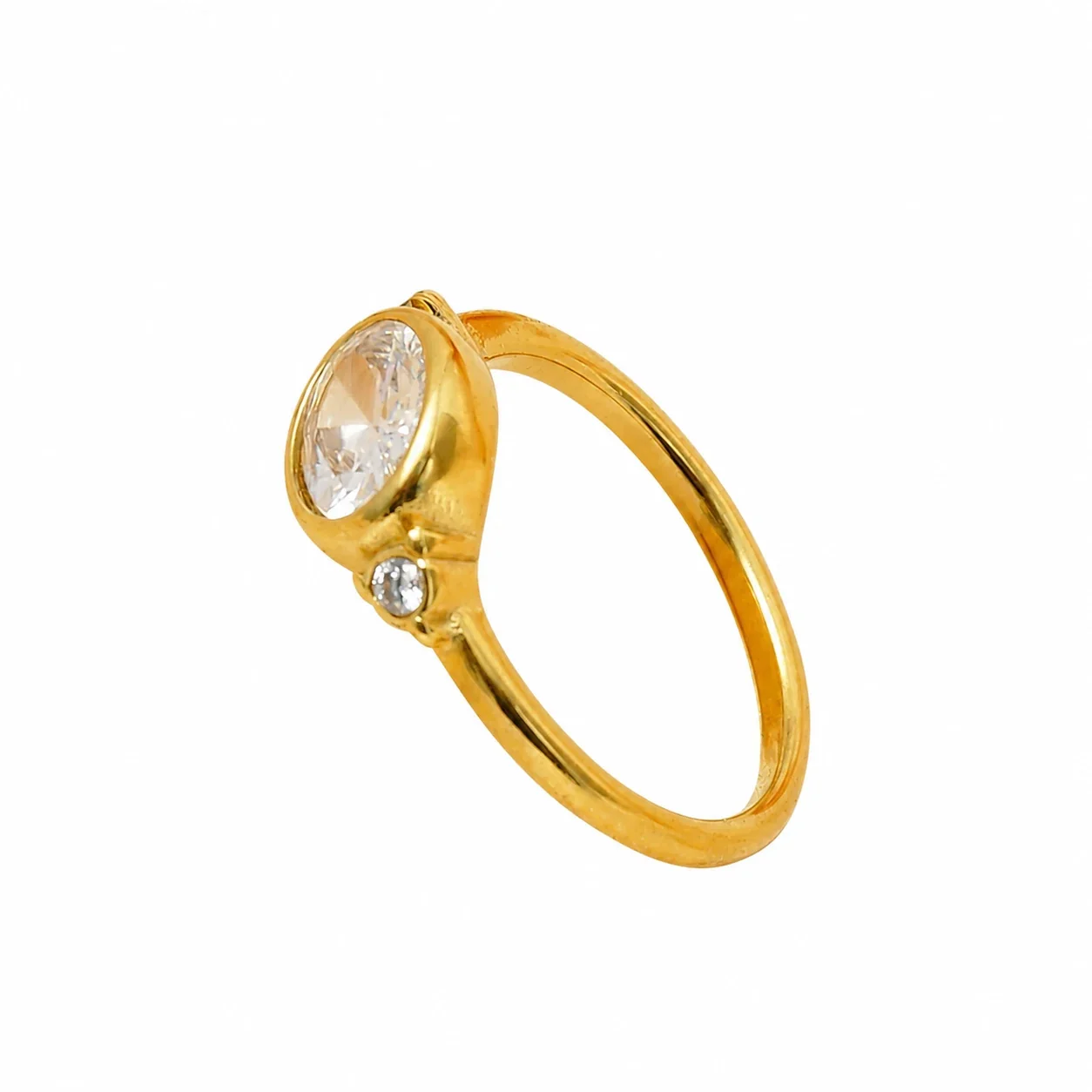 Sculptural 14K Gold-Plated Teardrop Bezel CZ Ring