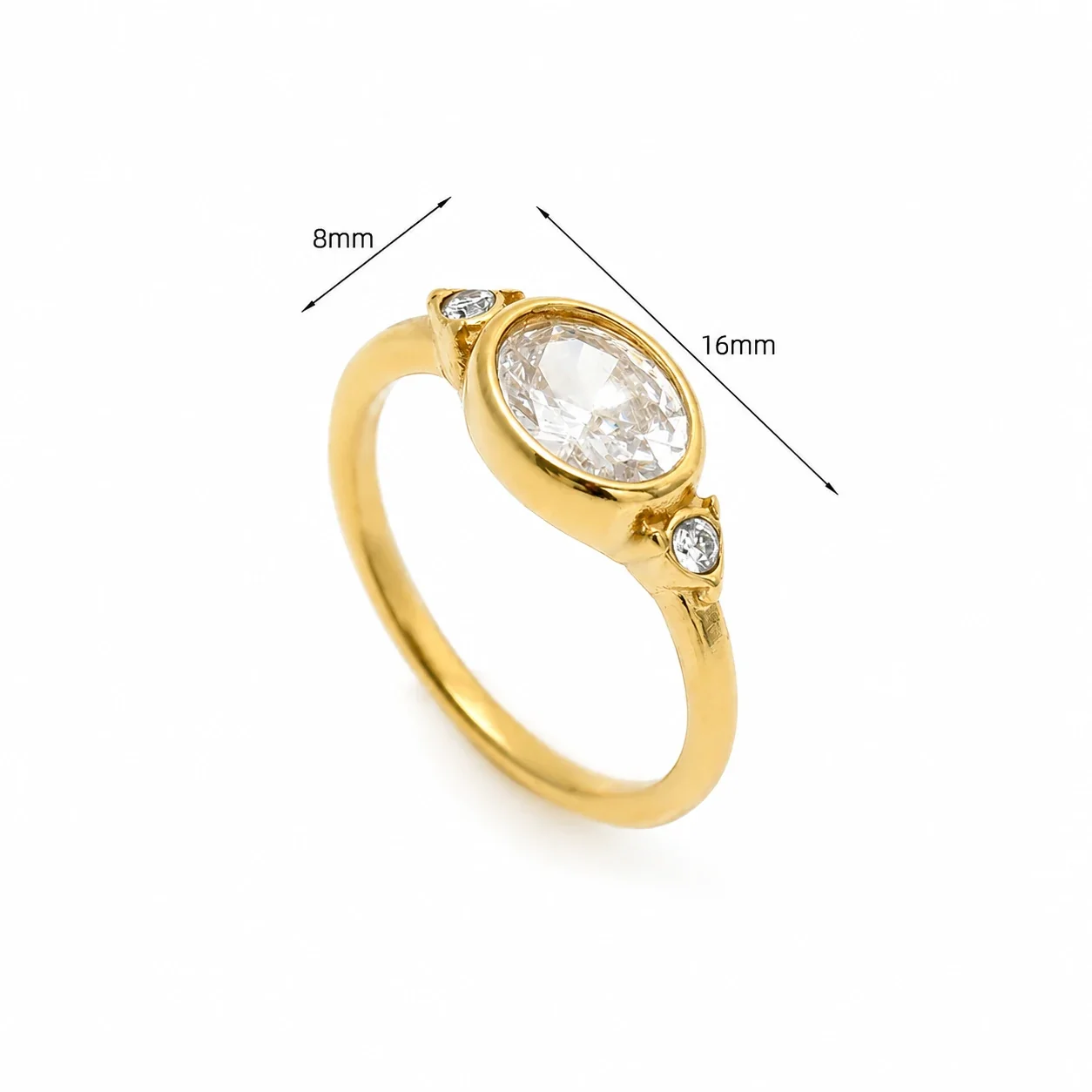 Sculptural 14K Gold-Plated Teardrop Bezel CZ Ring - Gold Size