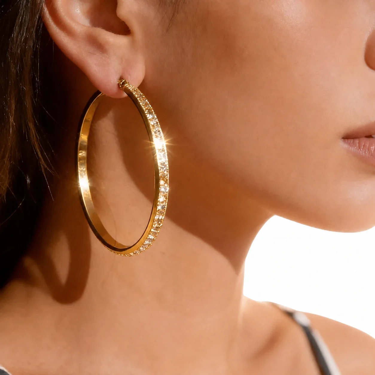 Polished 316 Stainless Steel Textured Hoop Earrings
