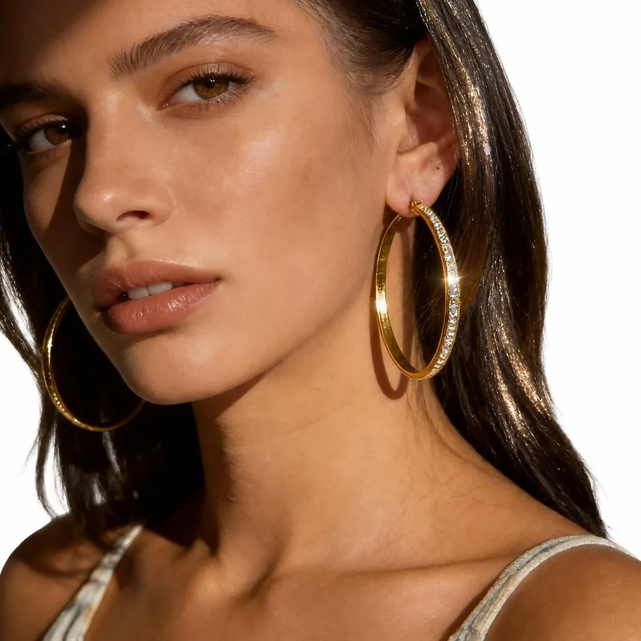 Polished 316 Stainless Steel Textured Hoop Earrings